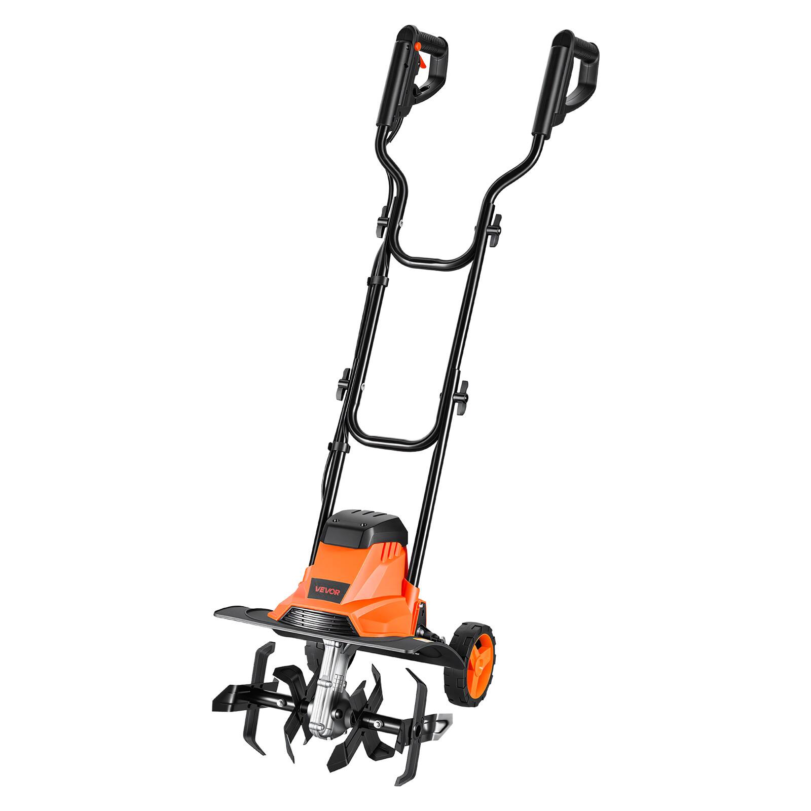 Alt View 5. VEVOR - Corded Electric Tiller, 14 Inch Tilling Width Garden Rototiller, 10-Amp Motor Heavy-Duty Tilling Machine, Cultivator - Black;Orange.
