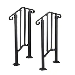 Winado - 2PCS Handrails Steps Stair Fits 1-2 Steps Hand Rail, Adjustable Stair Railing for Indoor Outdoor Yard Concrete Porch - Black