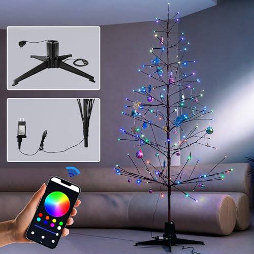 Alt View 5. TECH SAFARI - Led Artificial Tree With Warm And Rgb Indoor Outdoor Patio Decor 360 Rotating Stand Displays Easy Pop-up... - Default.