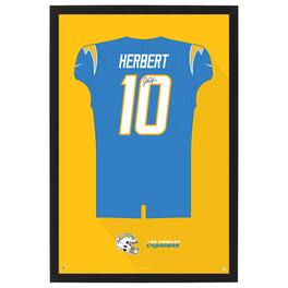 Sporticulture - Justin Herbert Los Angeles Chargers Home Jersey Framed Art Print - Blue