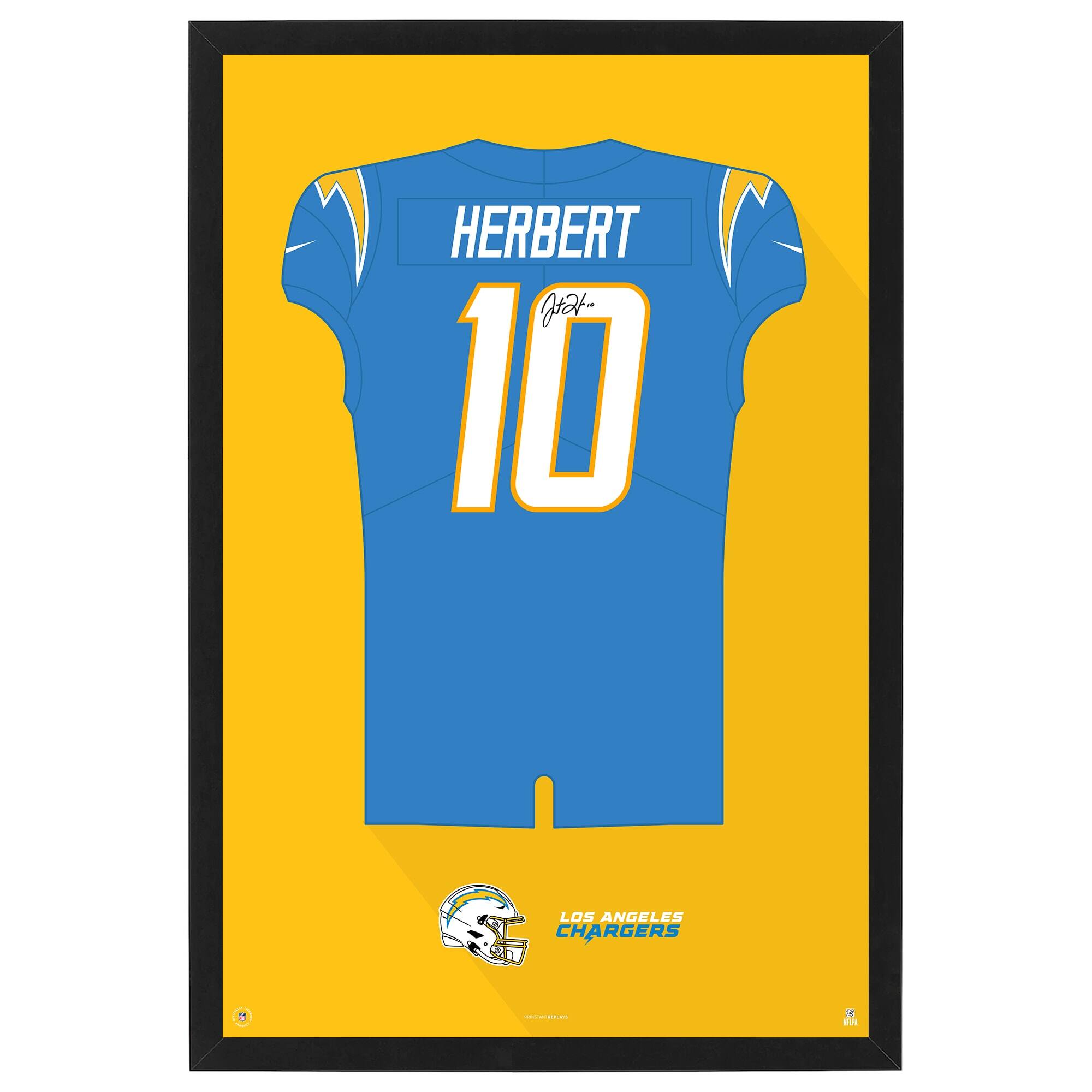 Justin Herbert Los Angeles Chargers Home Jersey Framed Art Print