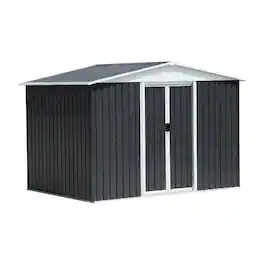 Mondawe - 8x6 Ft Apex Roof Garden Shed With Sliding Door - Gray