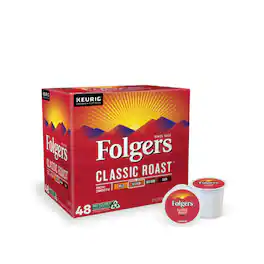 Folger's - Folgers Classic Roast, Keurig Single Serve K-Cup Pods, Medium Roast Coffee, 48 Count