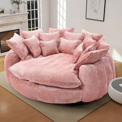 Front. Anysun - Anysun High Back Gamepad-Inspired Design Comfortable Chenille Decorative Oversized Sofa Bed with Armrests - Pink.