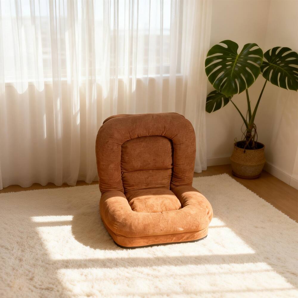 Alt View 8. Loheer - Loheer Egg Tart Lazy Sofa Adjustable Folding Floor Chair Bed - Beige.