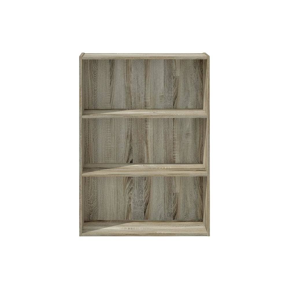 Back. FurniFact - Wooden Bookcase with Adjustable Shelf and Modern Design for Living Room - Sonoma Oak.