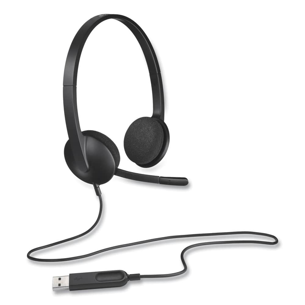 Front. Logitech - Logitech 981-000507 H340 Binaural Over The Head Corded Headset - Black - Black.