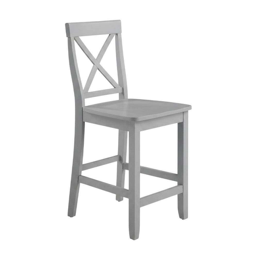 Left. FurniFact - Counter Height Bar Stool Set with X-Back Design in Stylish Finish - Gray.