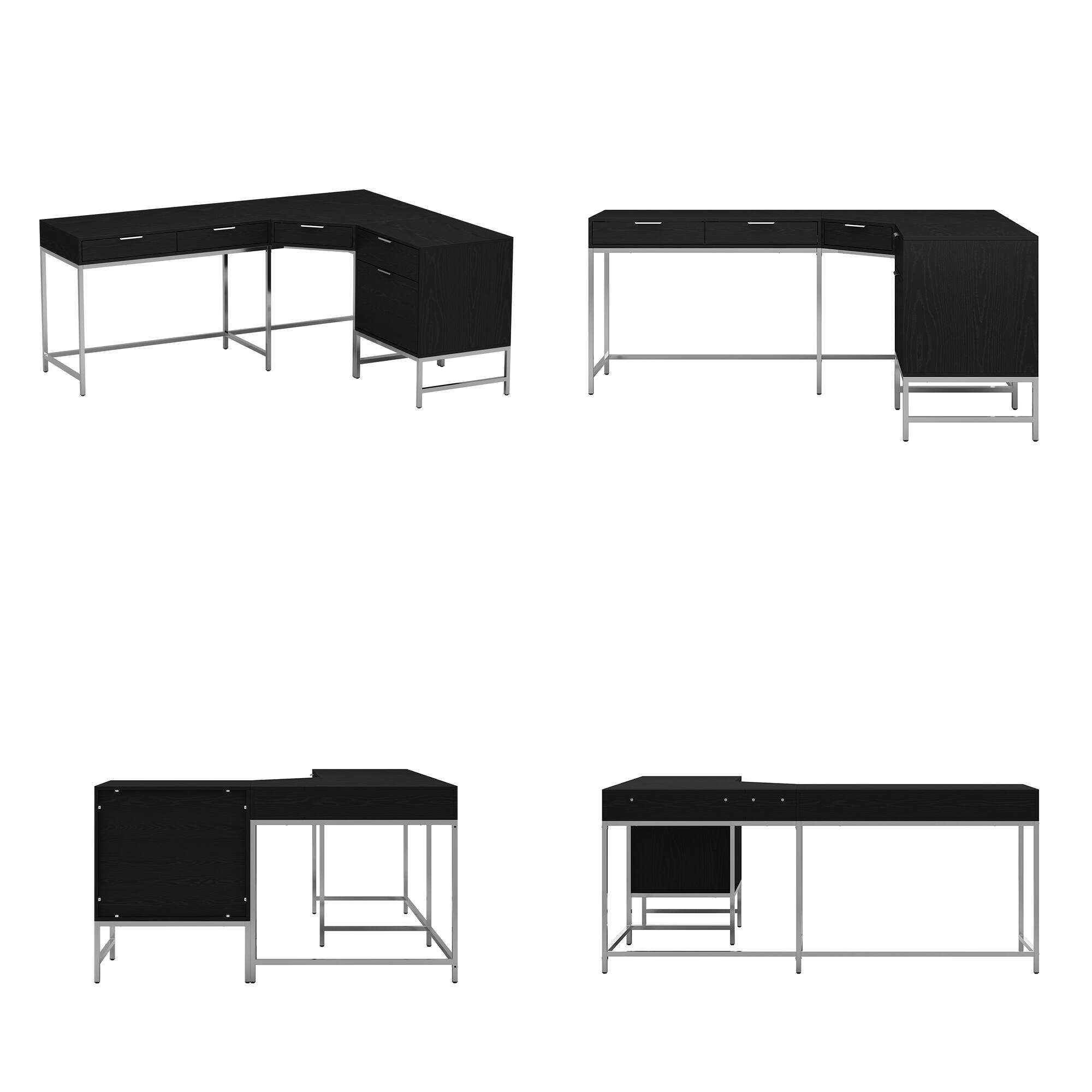 Alt View 7. Famapy - Famapy Modern L - Shaped Office Desk: Spacious, Stylish & Organized Workstation - Black.