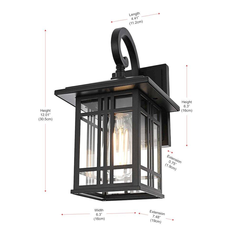 Elegant Lighting - Harley 12 inch Outdoor Wall sconce in Black - Black And Clear price history on PriceWatchPro