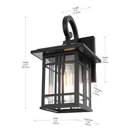 Elegant Lighting - Harley 12 inch Outdoor Wall sconce in Black - Black And Clear