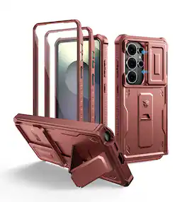 Dexnor - Case for Samsung Galaxy S26 Ultra with Camera Cover, 2 Front Frames, Screen Protector, Heavy-Duty Rugged Full-Body Cover - Maroon Red
