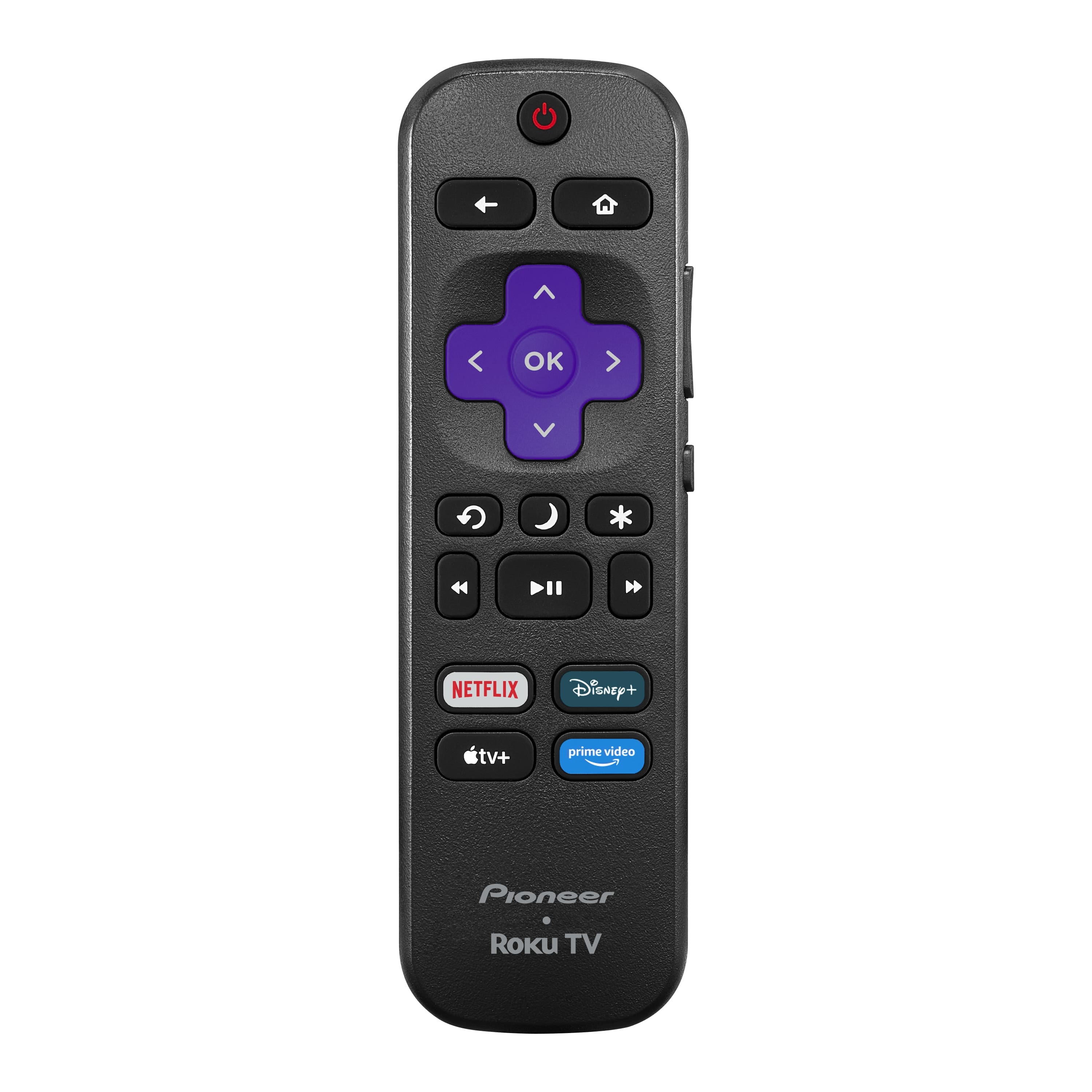 The text on the image reads: "OK H NETFLIX Disney+ tv+ prime video Pioneer Roku TV."