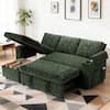 Front. Dyonery - Sectional Sleeper Sofa with Pull Out Couch,Chenille Couch with Storage Chaise & USB Charging, L Shaped Modular Couches - Green.