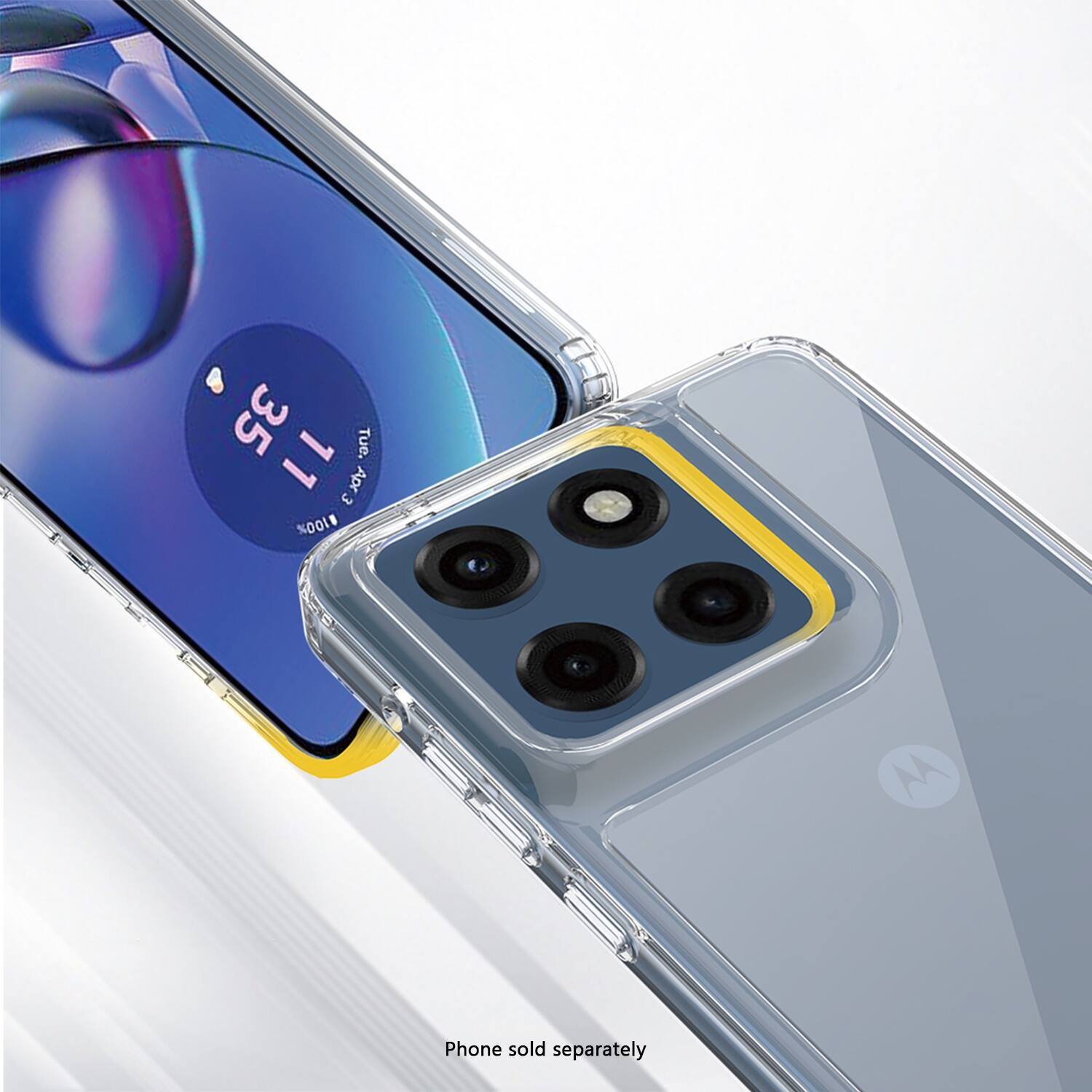 The text on the image reads: "35 11 Apr Tue. 3 #100% Phone sold separately."