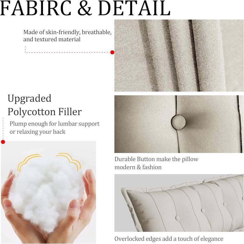 **Fabric & Detail**

- Made of skin-friendly, breathable, and textured material
- Upgraded Polycotton Filler: Plump enough for lumbar support or relaxing your back
- Durable Button makes the pillow modern & fashion
- Overlocked edges add a touch of elegance