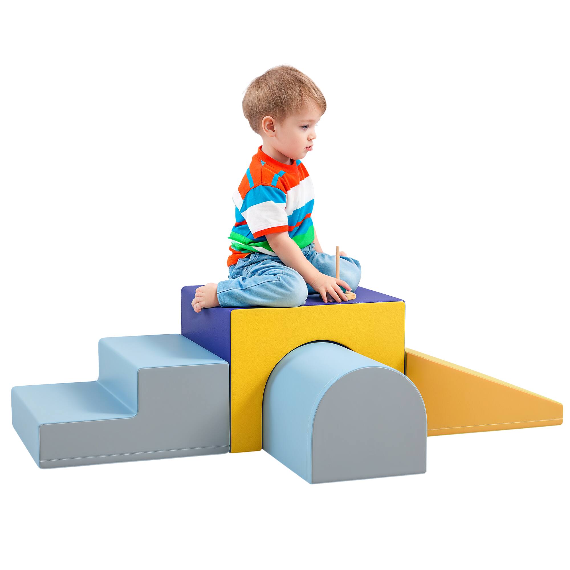 Front. Qaba - Climbing Toys, Easy-to-clean 4 Piece Soft & Safe Foam Play Set, Crawling or Sliding.