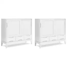 Simpli Home - Harper Solid Wood 48 inch Storage Cabinet in Teak Brown (Set of 2) - White
