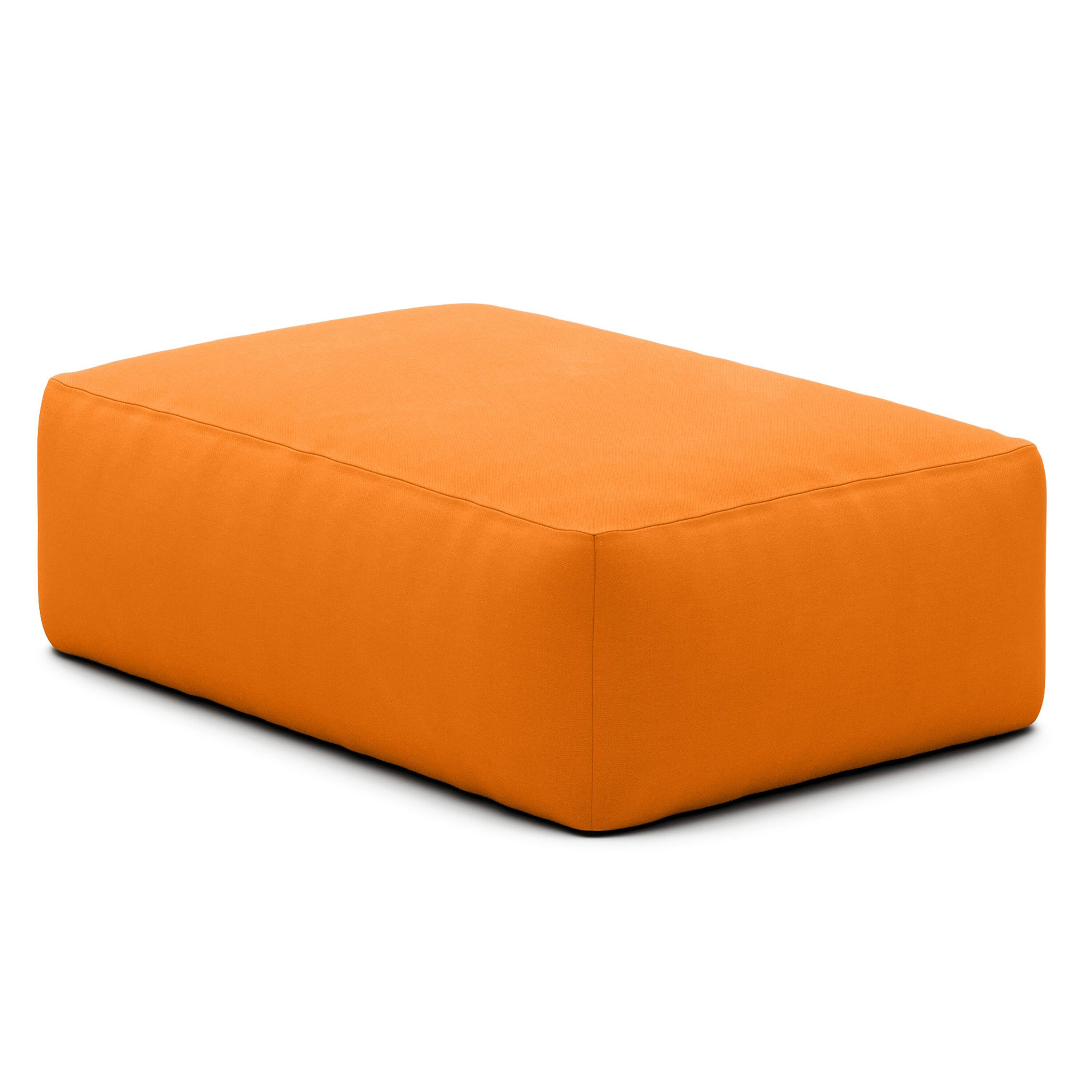 Left. Jaxx - Jaxx Tybee Large Outdoor Ottoman (Ottoman Only) - Sunbrella - Sunbrella Tangerine - Tangerine.
