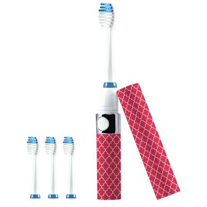Front. Pursonic - Pursonic S53-PL Portable Sonic Toothbrush in Pink with 3 Brush Heads - Pink.