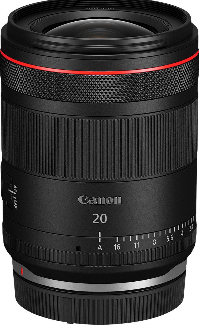 The text on the image reads: "Canon 20mm f/2.8 Lens."