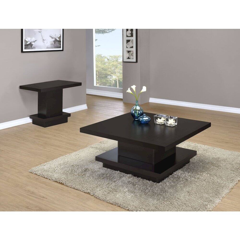 Angle. Coaster Co. of America - Reston 2-piece Square Coffee and End Table Set Cappuccino - Cappuccino.