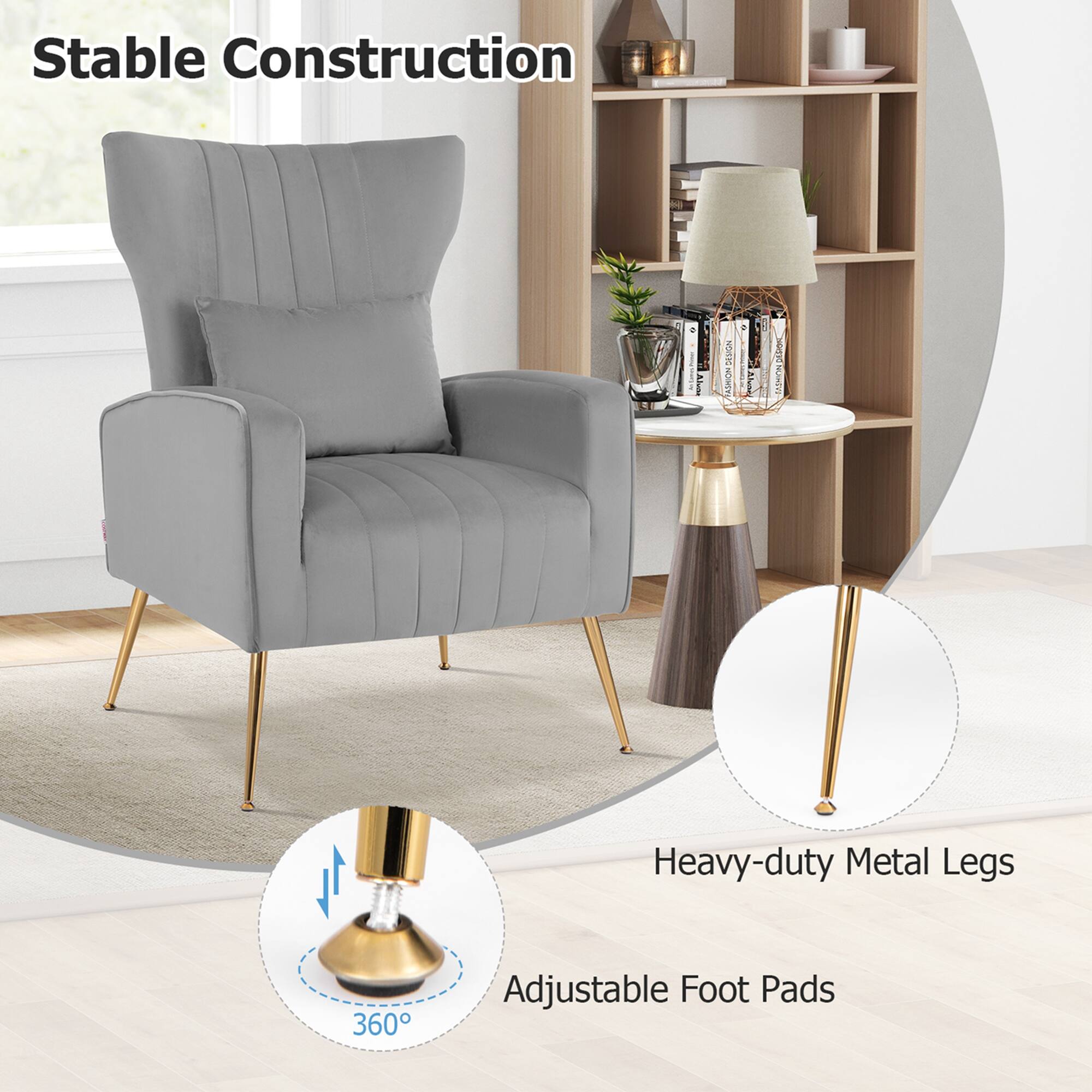 Stable Construction: Heavy-duty Metal Legs and 360 Adjustable Foot Pads