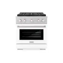 ZLINE - 30 in. 4.2 cu. ft. Freestanding Paramount Dual Fuel Range with DuoPro Cooktop - Stain Steel/White Matte