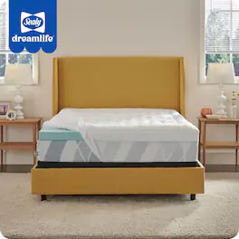 Sealy - Dreamlife 3” Gel Memory Foam Mattress Topper + 1” Quilted Cooling Cover, CA King - Blue