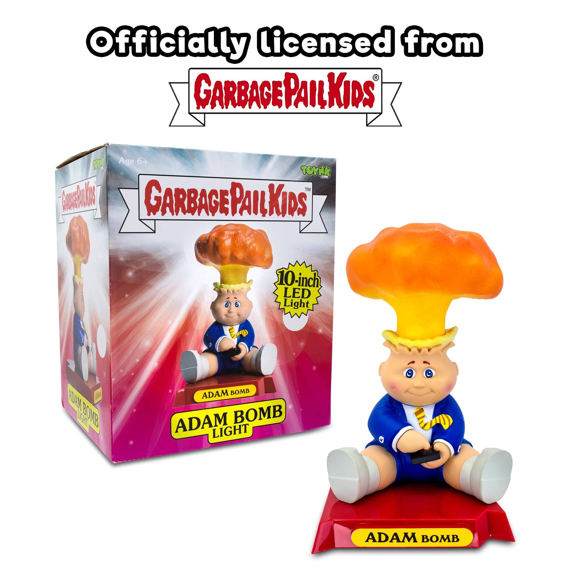 Officially licensed from  
GARBAGE PAIL KIDS  

Age 6+  
TOYAK  

GARBAGE PAIL KIDS  
10-inch LED Light  

ADAM BOMB LIGHT  

ADAM BOMB