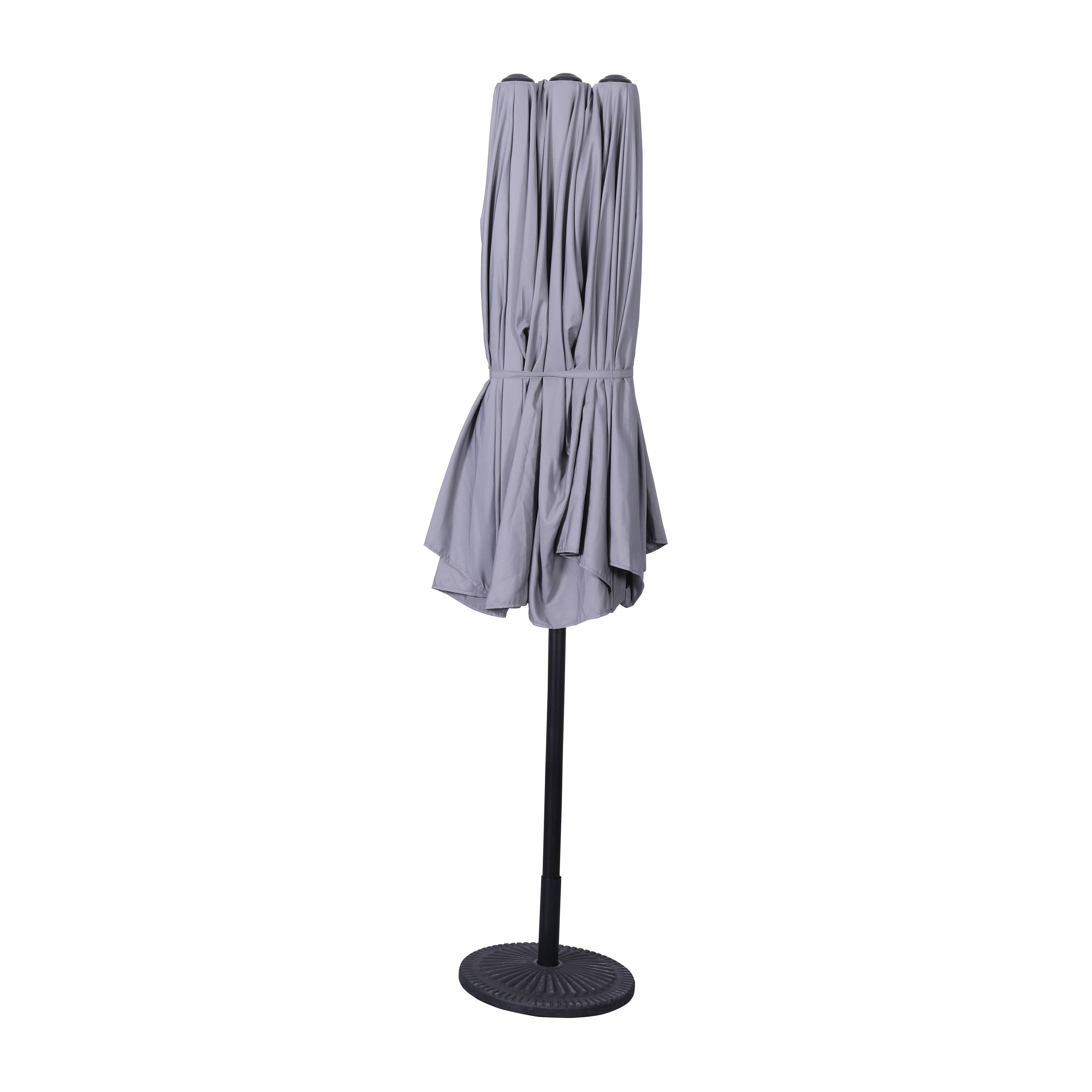 Alt View 6. Emma + Oliver - Ewing 15 FT Weather and Water-Resistant Triple Head Patio Umbrella with Crank Handle and Easy Tilt - Gray.
