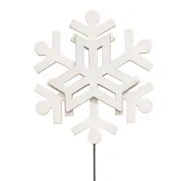 BreeBe - Glittered Layered Wooden Snowflake Planter Stake Topper 14" - White