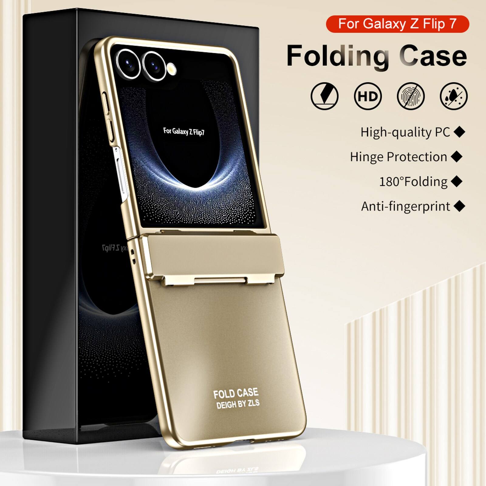 For Galaxy Z Flip 7 Folding Case HD For Galaxy Z Flip? High-quality PC Hinge Protection 180° Folding Anti-fingerprint ZFlip7 by FOLD CASE DEIGH BY ZLS