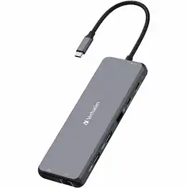 Verbatim - USB-C ™Pro Multiport Hub CMH 13 - 13 Ports - for Monitor, Headphone, Speaker - Charging Capability - Gray