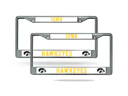 Rico Industries - Iowa Hawkeyes Chrome Metal License Plate Frame - Set of 2 Frames - Multi
