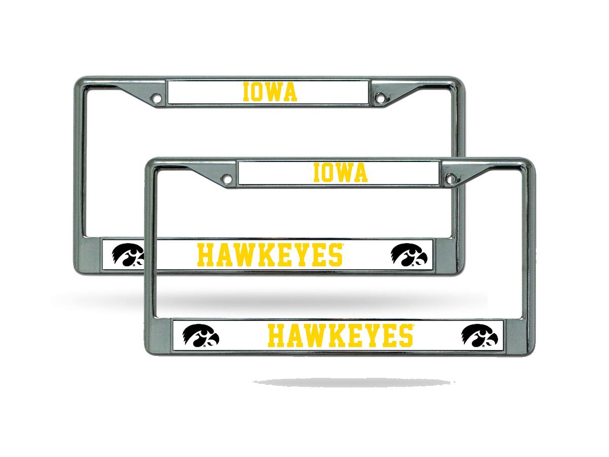 Iowa Hawkeyes Chrome Metal License Plate Frame - Set of 2 Frames