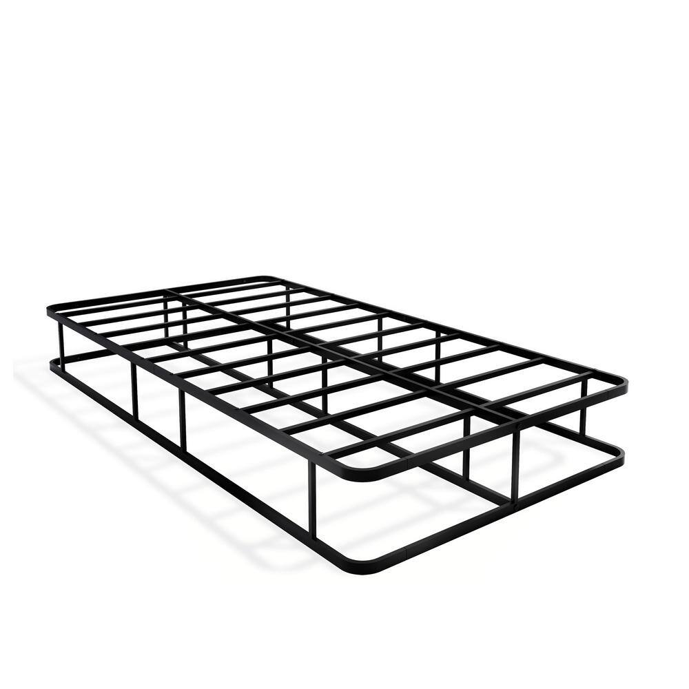 Angle. East West Furniture - DHTBBLK Dothan Twin Size Bed Frame with Luxurious Style Headboard and Footboard - High Quality Metal Frame in Powder - Black.