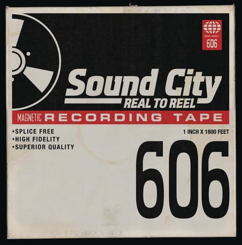 Sound City  
REAL TO REEL  
MAGNETIC RECORDING TAPE  

*SPICE FREE  
*HIGH FIDELITY  
*SUPERIOR QUALITY  

1 INCH X 1800 FEET  

606
