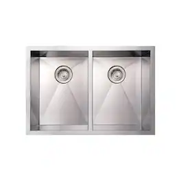 Whitehaus - Noah's Collection Brushed Stainless Steel Commercial Double Bowl Undermount Sink - Silver