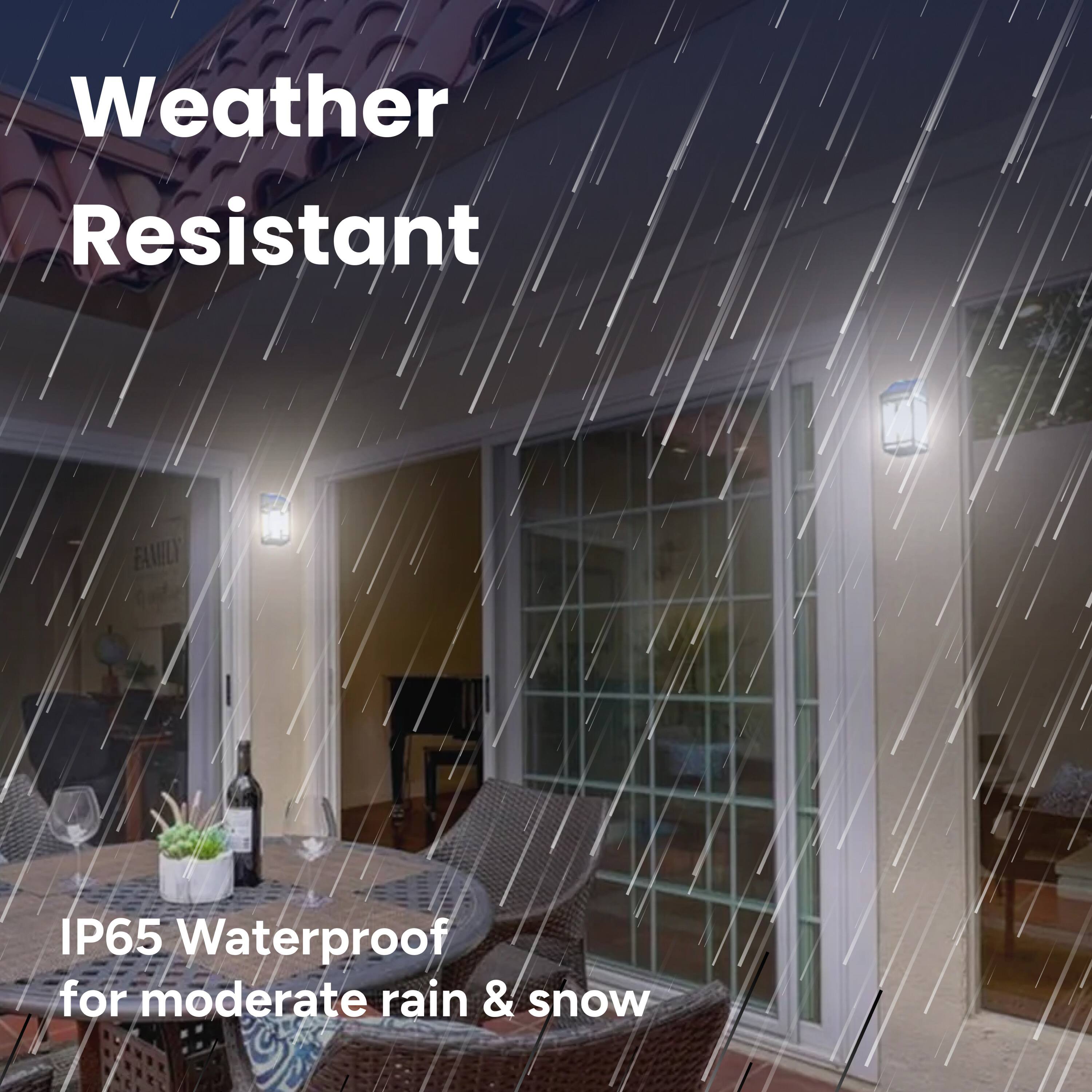 Weather Resistant, IP65 Waterproof for moderate rain & snow