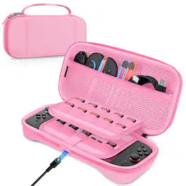 Fintie - Charge Inside Carrying Case for Nintendo Switch 2 (2025) Shockproof Hard Shell Protective Cover, Portable Travel Bag - Pink