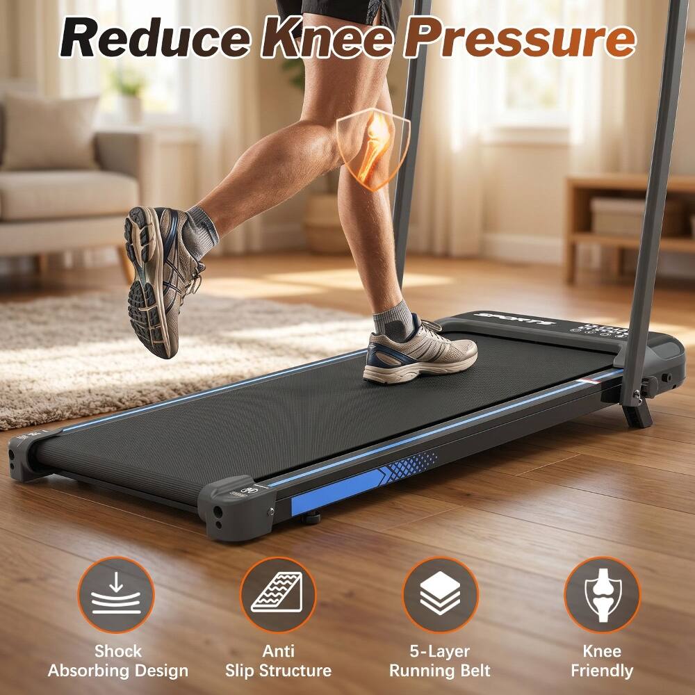 Reduce Knee Pressure  
Shock Absorbing Design  
Anti Slip Structure  
5-Layer Running Belt  
Knee Friendly