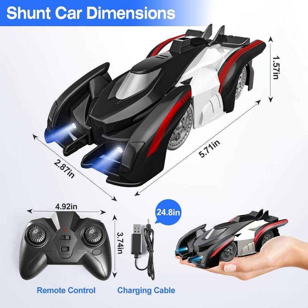 Shunt Car Dimensions

- Length: 24.8in
- Width: 5.71in
- Height: 2.87in
- Wheelbase: 4.92in
- Remote Control: 3.74in

A 5 OFF ON

Remote Control Charging Cable