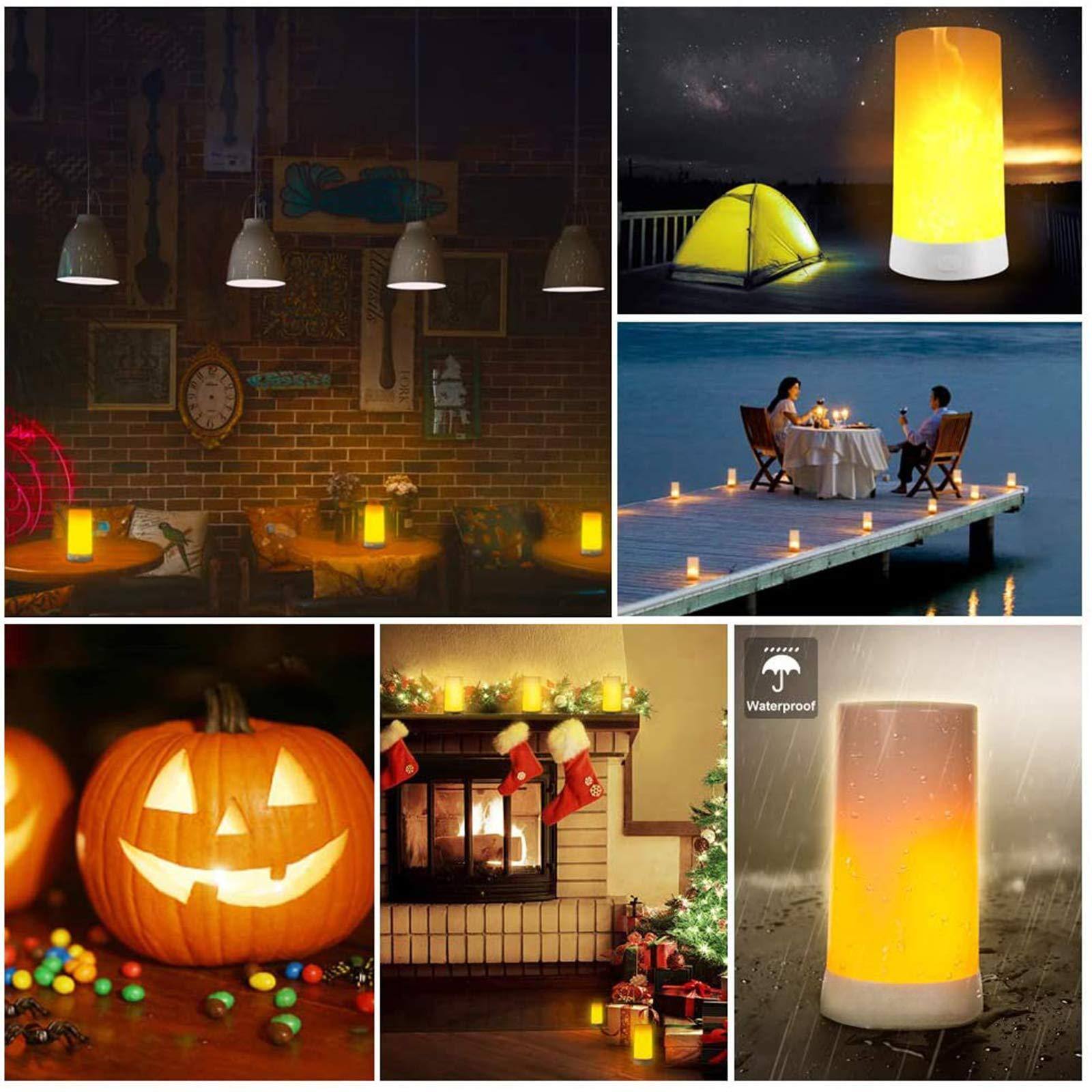 Alt View 3. Dazzling Pops - LED Flame Effect Light USB Rechargeable Outdoor Flame Table Lamp Waterproof Dimmable Modes Lantern 【flame - Orange Remote control style-2PCS.