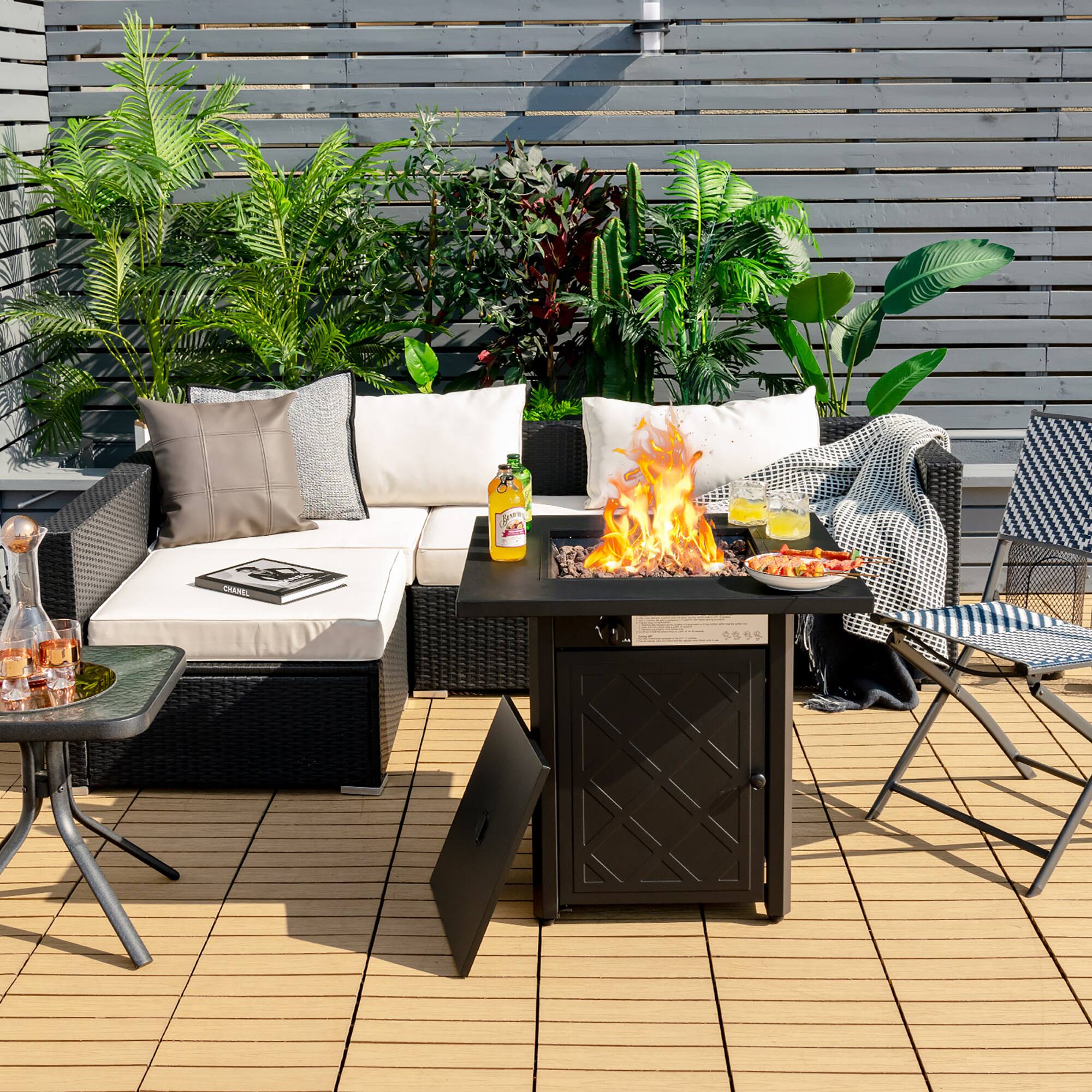 Alt View 1. Costway - Costway 28"  Propane Fire Pit Table 50,000 BTU Patio Square Gas Fireplace W/Lava Rock - Black.