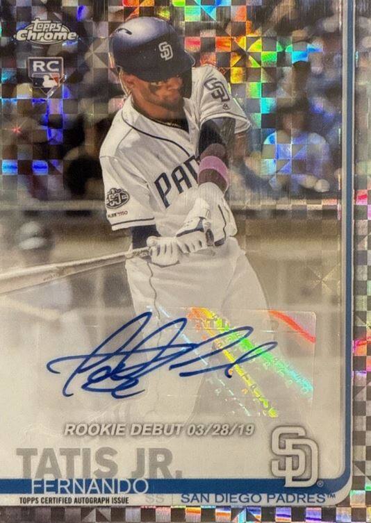 **Topps Chrome**

**RC**

**Rookie Debut 03/28/19**

**Tatis Jr. Fernando**

**San Diego Padres**

**Topps Certified Autograph Issue**

**SS**