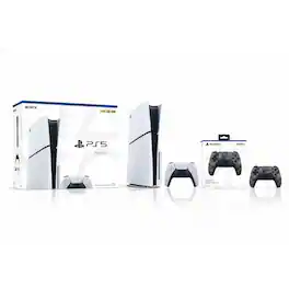 PlayStation 5 Slim Console + PlayStation 5 DualSense Wireless Controller Gray Camouflage - Includes PS5 Console & 2 - PlayStation 5
