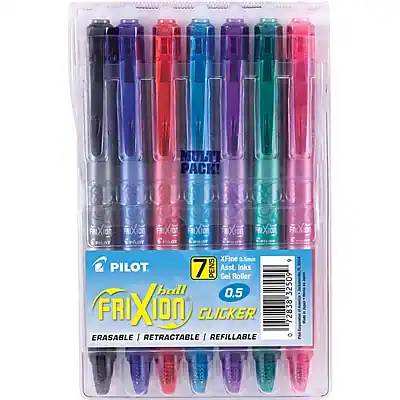 MULTI PACK!
FXIar X20 X X
CPILOT EPLor X XFine 0.5mm
PILOT 7 PENS
Assist. Inks Gel Roller ball 0.5
XIO CLICKER
ERASABLE | RETRACTABLE | REFILLABLE
9 32509 2838