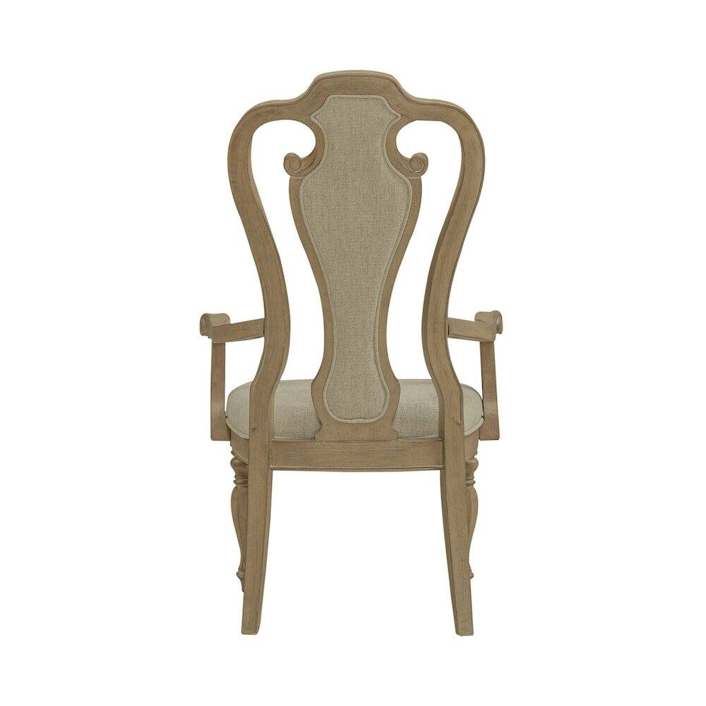 Back. Liberty Furniture Industries - Magnolia Manor Splat Back Arm Chair (RTA) - Set of 2 in Weathered Bisque - Brown.