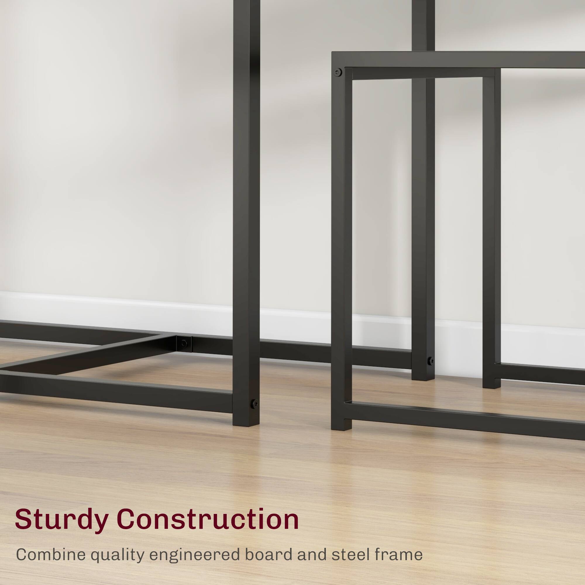 Sturdy Construction  
Combine quality engineered board and steel frame